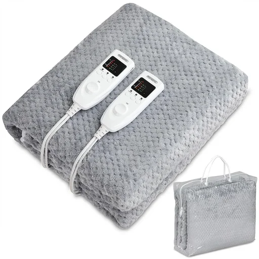 "Doppel-Heizdecke Coral Fleece Grau 160x140cm inkl. Timer image"