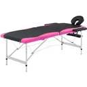 Klappbarer Massagetisch mit 2 Zonen, Aluminium schwarz und rosa