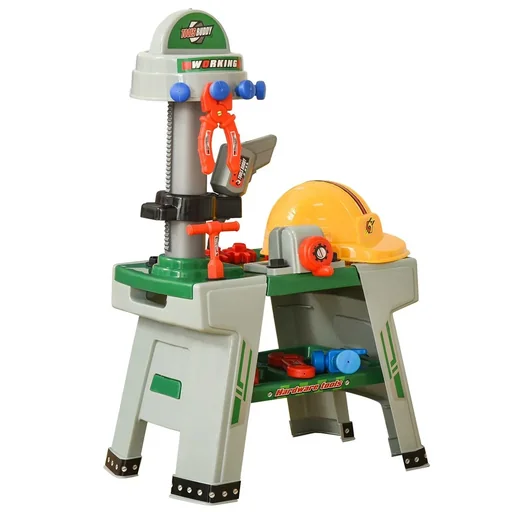 "Kinder Werkbank Arbeitstisch Werkbanktisch mit 37 Zubehören Rollenspiel Spielzeug für Kinder von 3 bis 6 Jahren PP-kunst image"