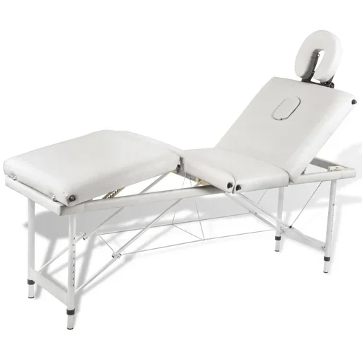 "Zusammenklappbare Massageliege mit Aluminiumgestell (vierteilig / cremeweiß) image"