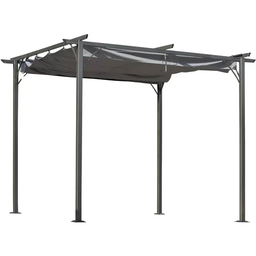 "Pergola mit Schiebedach, Schwarz+Grau, 3 x 3 m image"