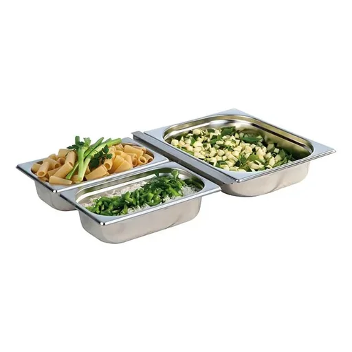 "GN Behälter-Set, 4-teilig bestehend aus: Edelstahlbehälter 1x GN 1/2 + 2x GN 1/4 + 1 Adapter image"