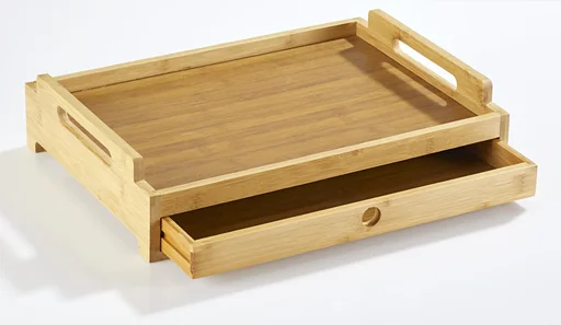 "Serviertablett "Spezial", mit Schublade, aus Bambus, 43 x 31 x 10 cm image"