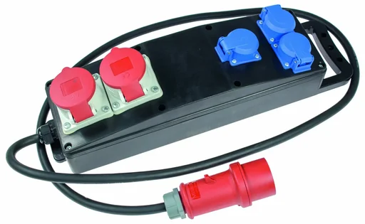 "Vollgummi-Steckdosenleiste S4 H07RN-F 5G2,5, 2m, 400V, 3 Schutzkontaktsteckdosen 230V, 16A, 2 CEE-Steckdose 400V image"