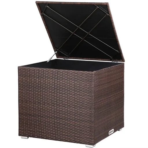 "Poly Rattan Aufbewahrungsbox - braun - 75x75x70 cm - mit wasserabweisender Tasche image"