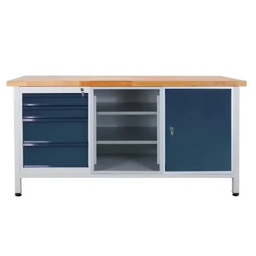 "Werkbank / Werktisch 4 Schubladen, 3 Fachböden, 1 Tür, L1700xB600xH840mm image"