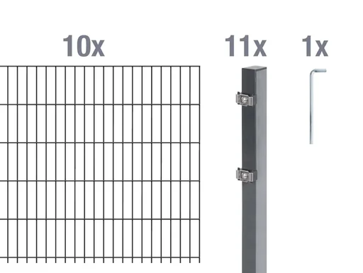 "Doppelstabmattenzaun Komplettset, anthrazit, Höhe 120 cm, Länge 20 m image"