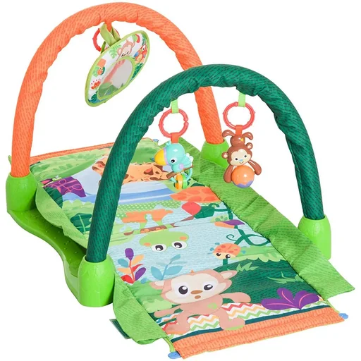 "Kinderteppich Tiere Krabbeldecke 2 Spielbögen Grün+Orange image"