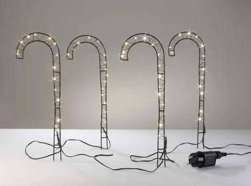 "Gartenstecker Zuckerstangen mit LED Lichtdraht, 4 Stück image"