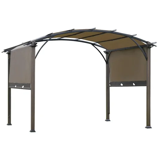 "Pavillon Pergola mit einstellbarem Stoffdach UV+50 Überdachung Wasserfest Sonnenschutz Texteline Stahl Kaffee+Braun 3,45 image"