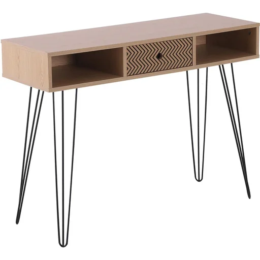 "Schreibtisch PC-Tisch Bürotisch Arbeitstisch Computertisch mit Zickzackmuster Natur 100 x 34,5 x 74,5 cm image"