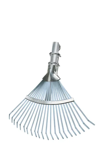 Profi-Fächerbesen, 22 Zinken, 4 verstärkte Außenzinken, verzinkt, verstellbar, Breite 32-48 cm, ohne Stiel