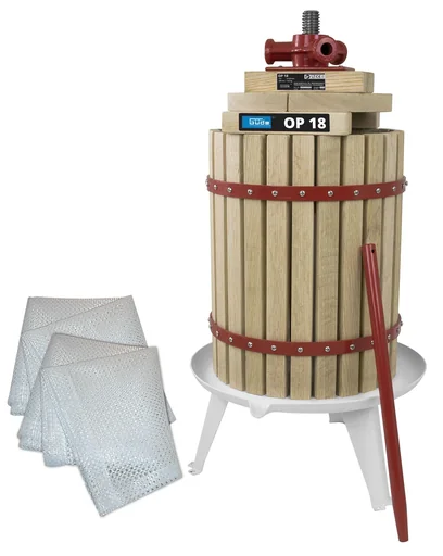 Set Obstpresse OP 18 mit 18 Liter Presskorb, mechanischer Antrieb und 2 Presstücher