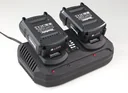 Akku-Set 2 x 18 Volt Akku 2 Ah + 1 x Doppel - Schnellladegerät