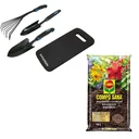Gartengeräte-Set 4-teilig + INKLUSIVE Compo Sana 10L Blumenerde - Universal - 100 Tage Betrieb