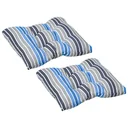 2er-Set Sitzkissen Stuhlkissen Sitzauflage Gartenstuhlkissen leicht zu reinigen Blau gestreift 50L x 45B x 8T cm