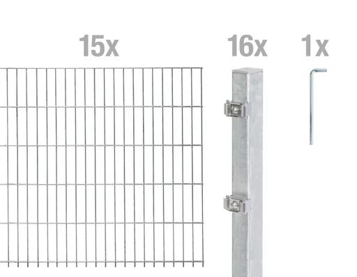 "Doppelstabmattenzaun Komplettset, feuerverzinkt, Höhe 100 cm, Länge 30 m image"