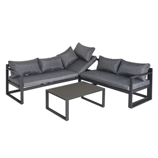 "3-tlg. Gartengarnitur Gartenmöbel-Set 4-stufig verstellbar Gartenliege Gartenset Sitzgruppe mit Beistelltisch Sofa mit K image"