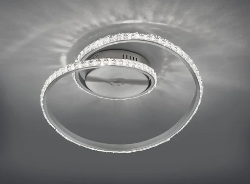 "LED-Deckenleuchte RUBIN, 19 W RGBW, 3000K, 1700 lm, Fernbedienung, Alu gebürstet, Kristall-Cover image"