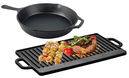 "Wende-Grillplatte 2in1 + Gusseisenpfanne image"