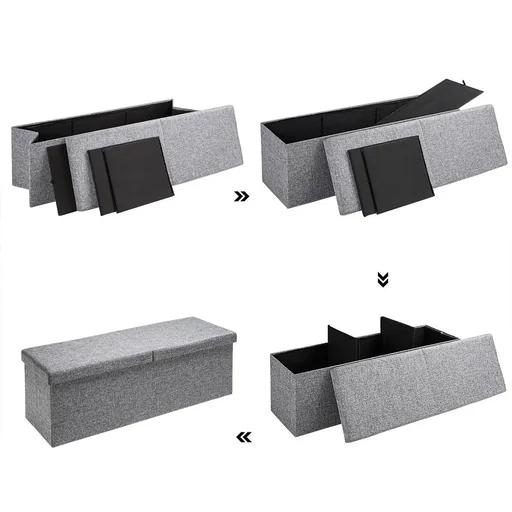 "Klappbarer Sitzkasten mit Klappdeckel hellgrau - 115x38x38cm image"