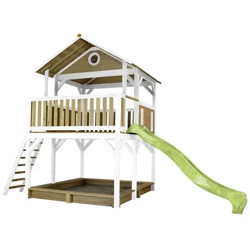 "Simba Spielturm Braun/Weiß - Lindgrüner Schlitten image"