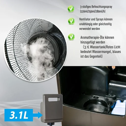 "Nebel-Standventilator mit 3 Modi schwarz image"