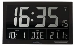 XXL digital atomic wall clock with indoor temperature display