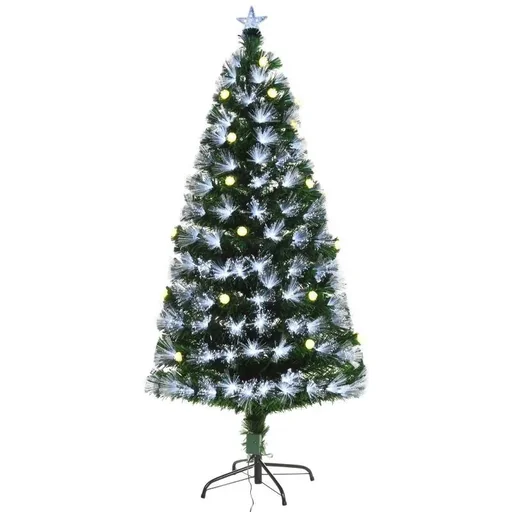 "künstlicher Weihnachtsbaum mit Fernsteuerung LED-Leuchten Christbaum Tannenbaum PVC Metall Grün+Weiß Ø75 x 150 cm image"