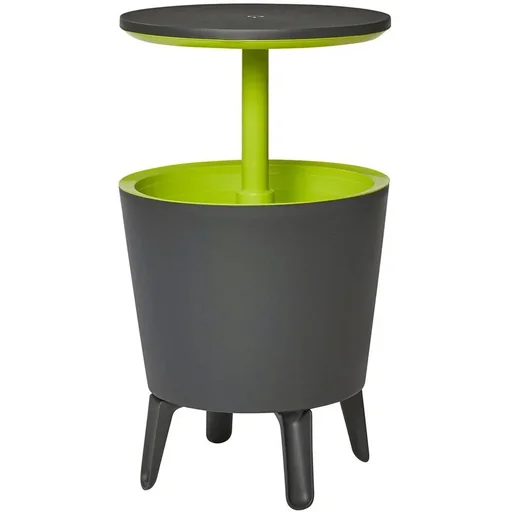 "Beistelltisch mit Coolbar/Kühlbox/Partykühler - Grau/Grün - Ø50cm - 30L image"