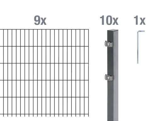 "Doppelstabmattenzaun Komplettset, anthrazit, Höhe 120 cm, Länge 18 m image"