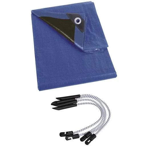 "Plane - Blau/Schwarz - 5 x 5 m inkl. Spanngurte für Plane (4 Stück) image"