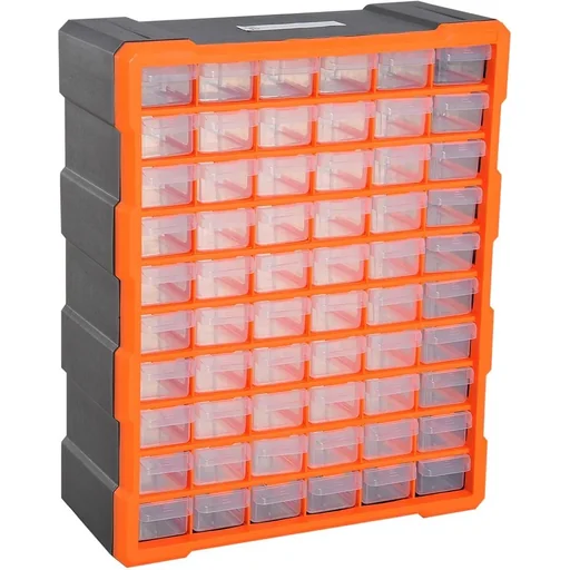 "Sortimentskasten Kleinteilemagazin 60 Schubfächer Orange image"