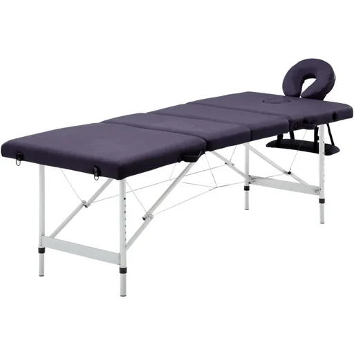 "Faltbarer Massagetisch 4 Zonen Aluminium Wein lila image"