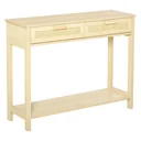 Konsolentisch Beistelltisch Rattan-Design mit 2 Schubladen Sideboard Eingang MDF Spanplatte 100 x 30 x 76 cm