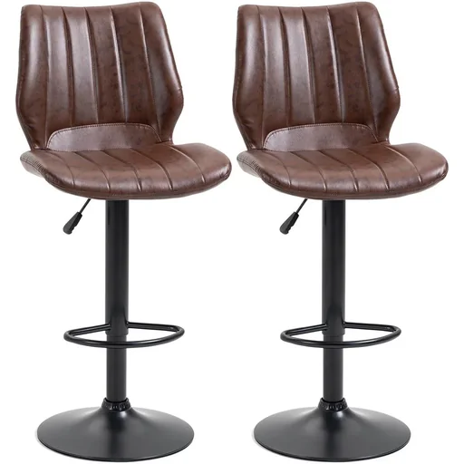 "Barhocker 2er Set - mit Fußstütze und Rückenlehne - Braun - 45,5 x 52,5 x 97-117 cm image"