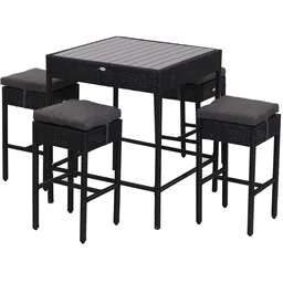 5-teilige Essgruppe Sitzgruppe Esstisch Bistrotisch Bartisch Gartentisch Metall 