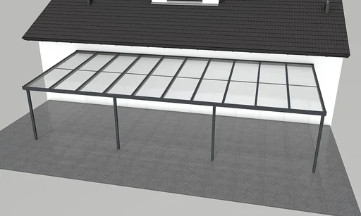 "Terrassendach Premium, anthrazit, 10140 x 4060 mm - Polycarbonat Stegplatten 16 mm, weiß gestreift image"