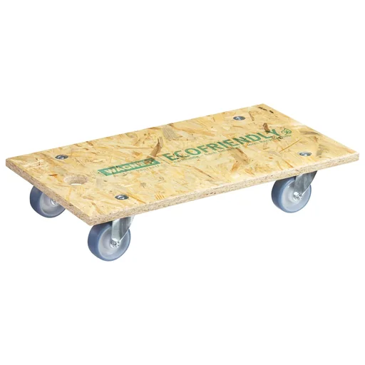 "Transporthilfe MM 1173 , 57,5 x 30 x 11 mm, softe Rollen Ø 75 mm, Rollenlager, OSB Platte, Tragkraft 250 kg image"