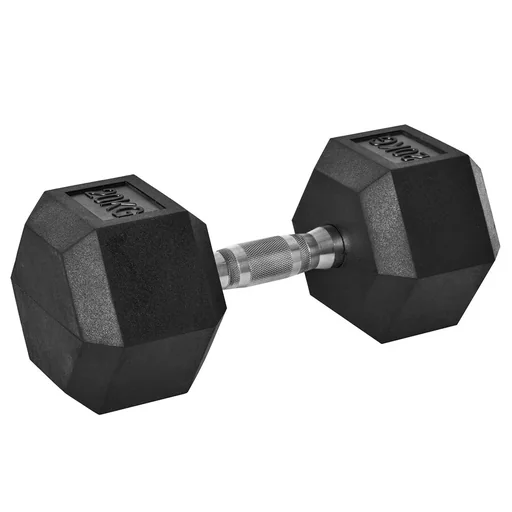 "Hexagon Kurzhantel Gusseisen Hantel Gummi-Hantel Griff gerändelt Gewichte Metall Gummi schwarz 1 x 20 KG image"
