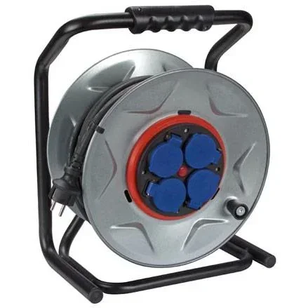 "PROFI-KABELTROMMEL MIT 'ANTI-TWIST'-SYSTEM - NEOPREN - 40 m - 3G2.5 - 4 STECKDOSEN - SCHUTZKONTAKT (DEUTSCHES SYSTEM) image"