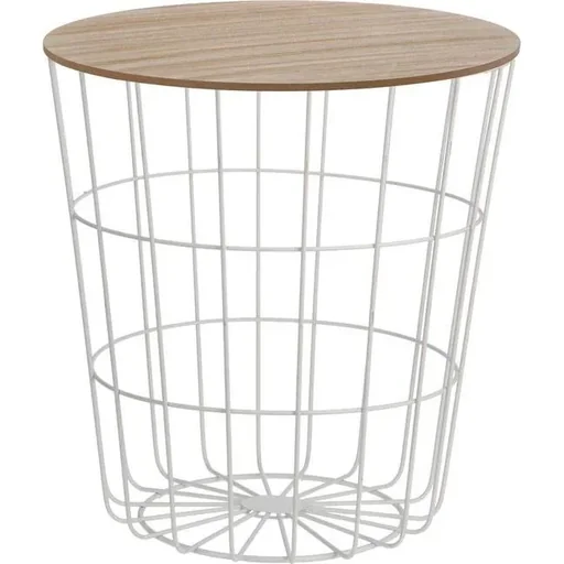 "Beistelltisch - Korb mit abnehmbarer Platte - Holz/Metall - 39x41 cm (bxh) - Weiß image"