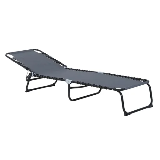 "Sonnenliege faltbar Gartenliege Klappliege Garten 4-stufige Rückenlehne verstellbar Stahl Mesh-Stoff Dunkelgrau 197 x 58 image"