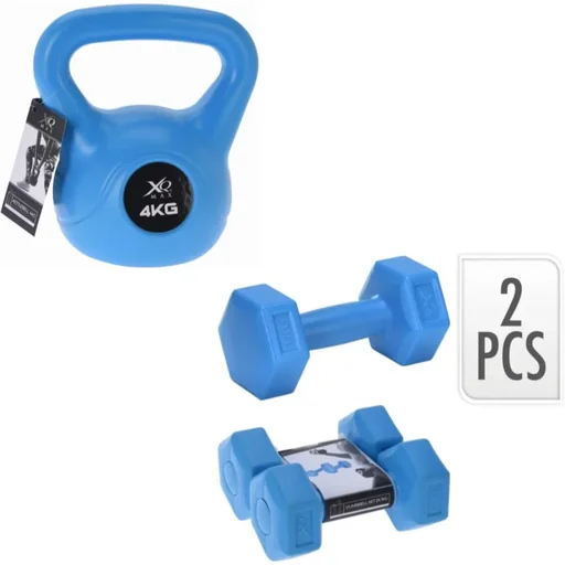 "2 Stück Kurzhantel - 2 x 1 KG + Kettlebell - 4 KG - Blau image"