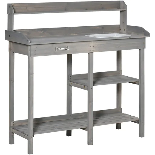 "Pflanztisch mit Wanne Kiefer Grau 117 x 45 x 121 cm image"