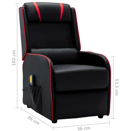 "Massagesessel verstellbar Kunstleder schwarz und rot image"