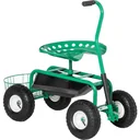 Gartenwagen mit Rollsitz bis 150 kg mit Ablage Korb für kleine Gartengeräte Werkstattwagen fahrbar Gartensitz Richtung s