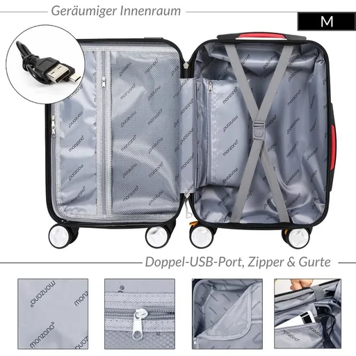 "Hartschalenkoffer Ikarus Black M aus ABS 38l 55x35x20cm image"