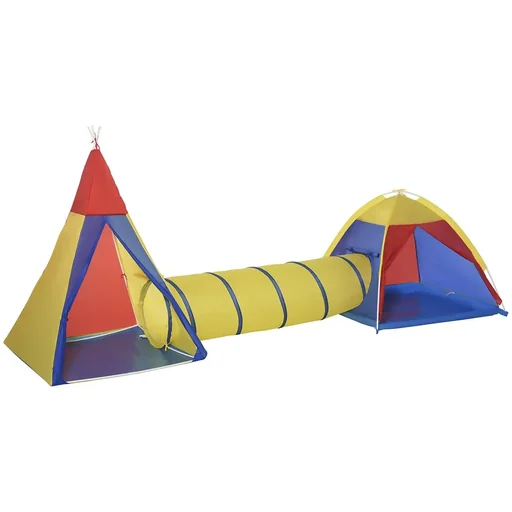 "Spielzelt Kinderzelt Babyzelt mit krabbeltunnel Fenster Spielhaus mit Tragetasche für 3-8 Jahre alt 170T Polyester 360 x image"