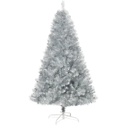 "Weihnachtsbaum künstlich 180 cm Christbaum mit 1000 Astspitzen inkl. Christbaum-Ständer Metall Silber+Weiß Ø103 x 180 cm image"